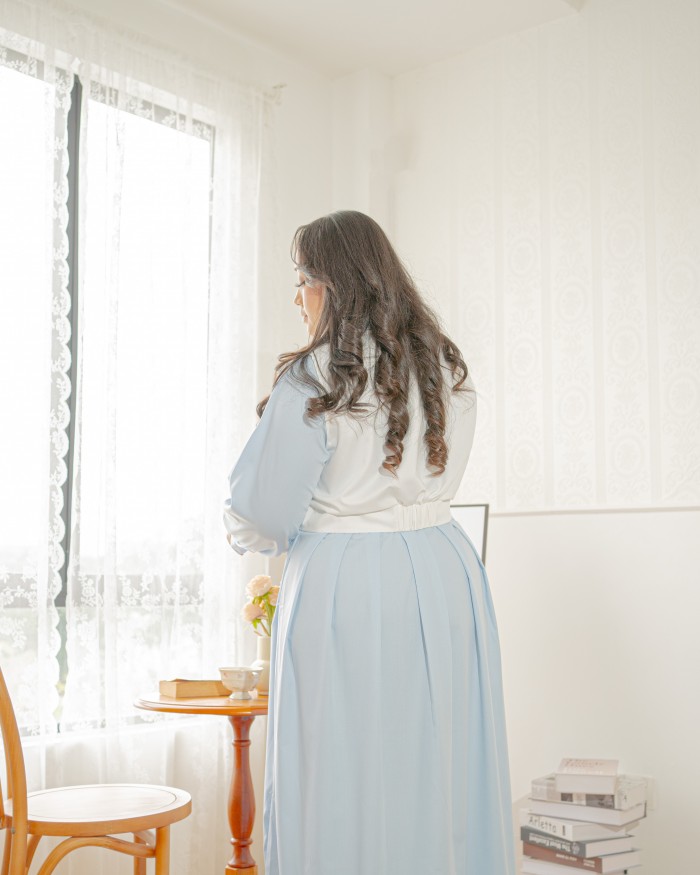 Jane Vest Dress (Baby Blue/White)